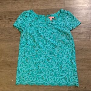 Lilly Pulitzer Lace Top Aqua/Turquoise/Teal Size Small